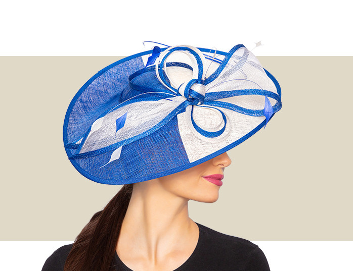 KINLEY FASCINATOR HAT - Blue and White - Gold Coast Couture display picture 3