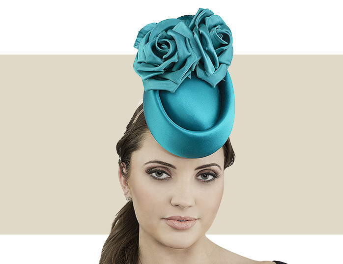 8733 Blue Fascinator Hat, Pill Box Hats For Women, Aqua Blue Pillbox Fascinator Hat in Sinamay for Weddings main image 4
