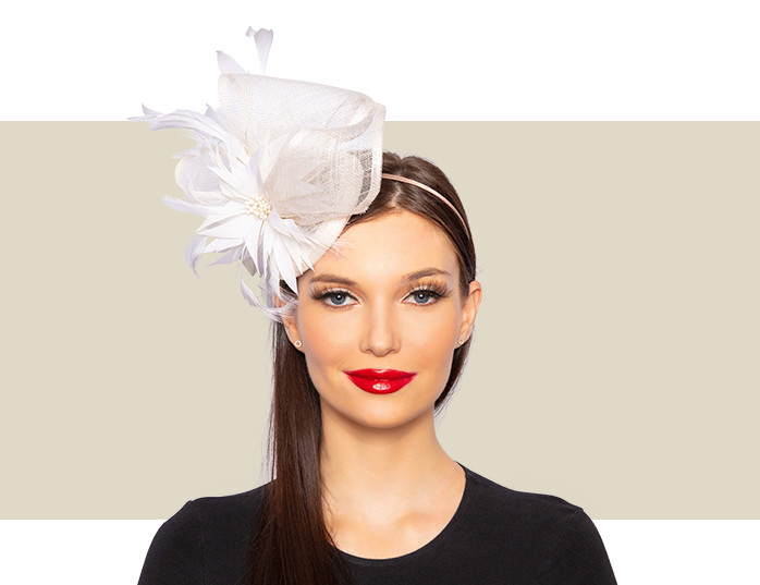 VALENA FASCINATOR HAT - Off White - Gold Coast Couture
