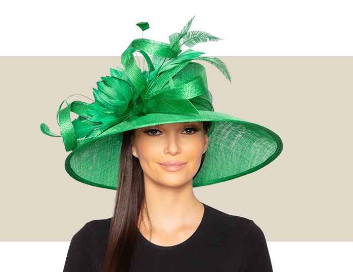 ALIA KENTUCKY DERBY HAT Emerald Green Gold Coast Couture