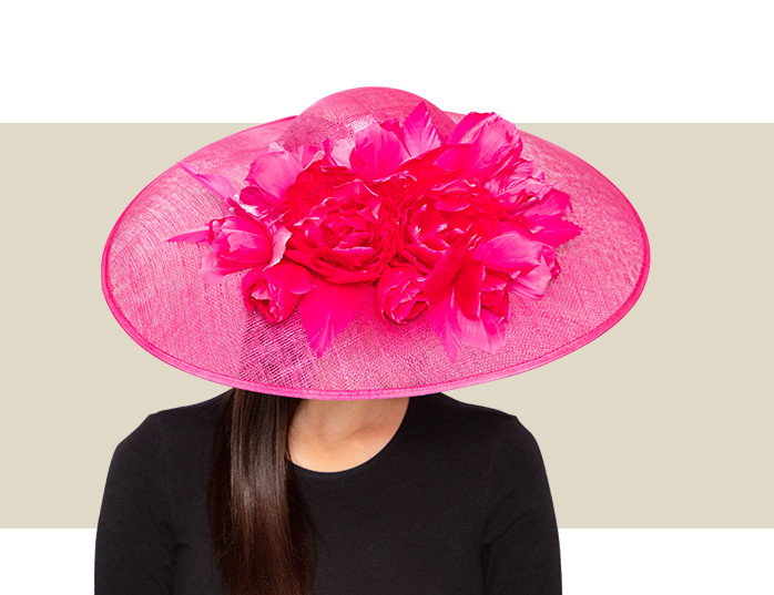 hot pink kentucky derby dress HEIDI HAT - black gown