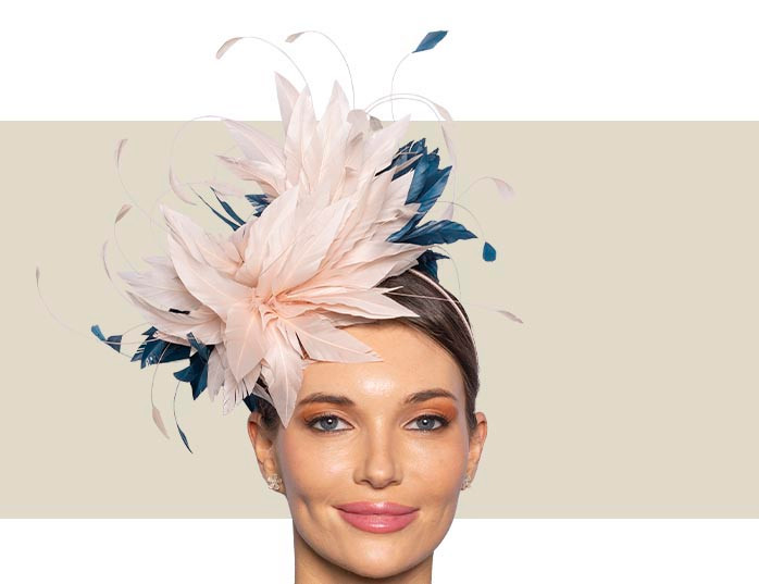 Elegant Teal and Pink Fascinator Hat Teal Blue Kentucky Derby Fascinator: Pink Coral Wedding Hat  main image 4