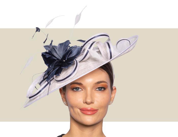 White Navy Fascinator Hat JBee's Millinery