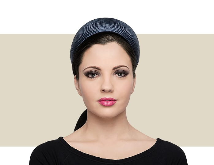 Navy Blue Pecan Pie Jackie-O Style Straw Pillbox Hat display picture 1