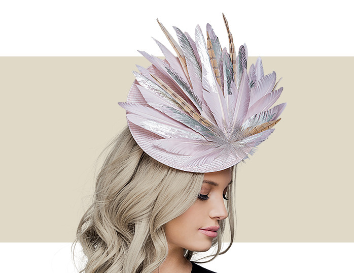 Blush Pink Feather Hat for Derby, Oaks & Weddings | Vivien  display picture 3