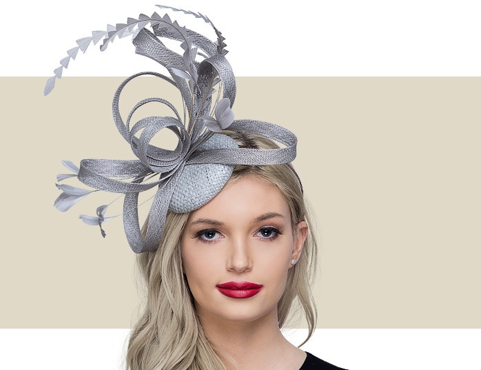 Silver Fascinator Feather Headpiece for Special Occasions display picture 1