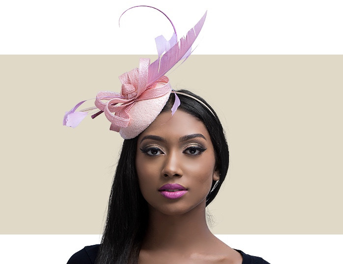 Dusky Pink Stephanie Feather Fascinator| Gold Coast Couture display picture 1