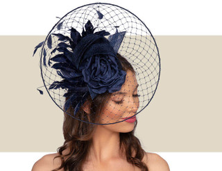 PARIS FANCY HEADPIECE - Navy Blue - Gold Coast Couture
