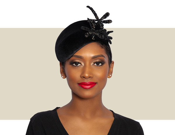 VELVET COFFEE BEAN BERET - Black