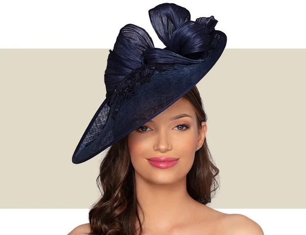MARSEILLE FASCINATOR HAT - Navy Blue