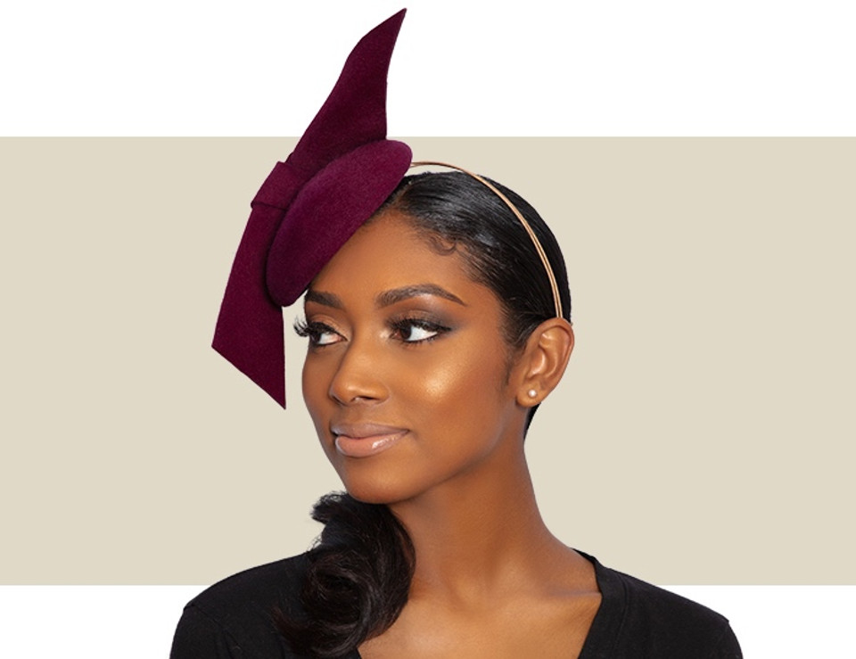 STRUCTURED COCKTAIL HAT - Burgundy