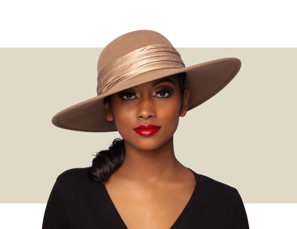 HONEY SUEDED WOOL FELT CASUAL HAT - Camel