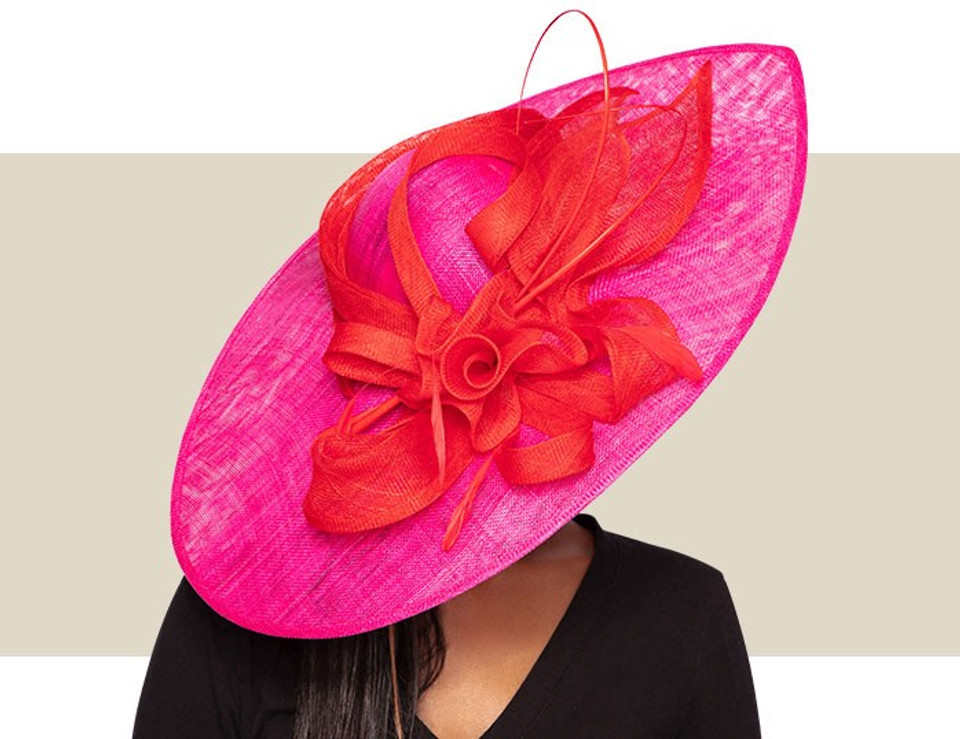 GIANNA FASCINATOR HAT - Hot Pink and Red