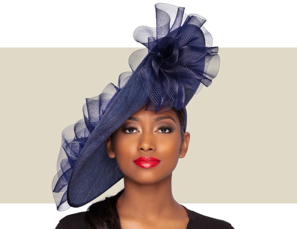 GIA FASCINATOR HAT - Navy Blue