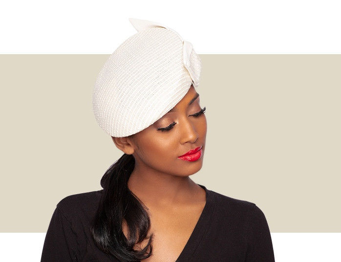 BOHDANA BERET HAT - Ivory - Gold Coast Couture