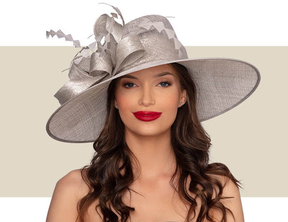 HENRIETTA WIDE-BRIM HAT - Silver Lurex