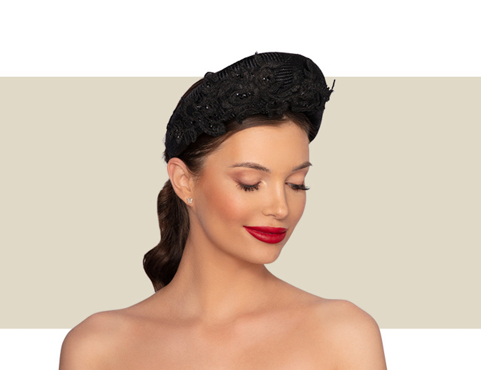 DACSHUND LACE FANCY HEADBAND - Black