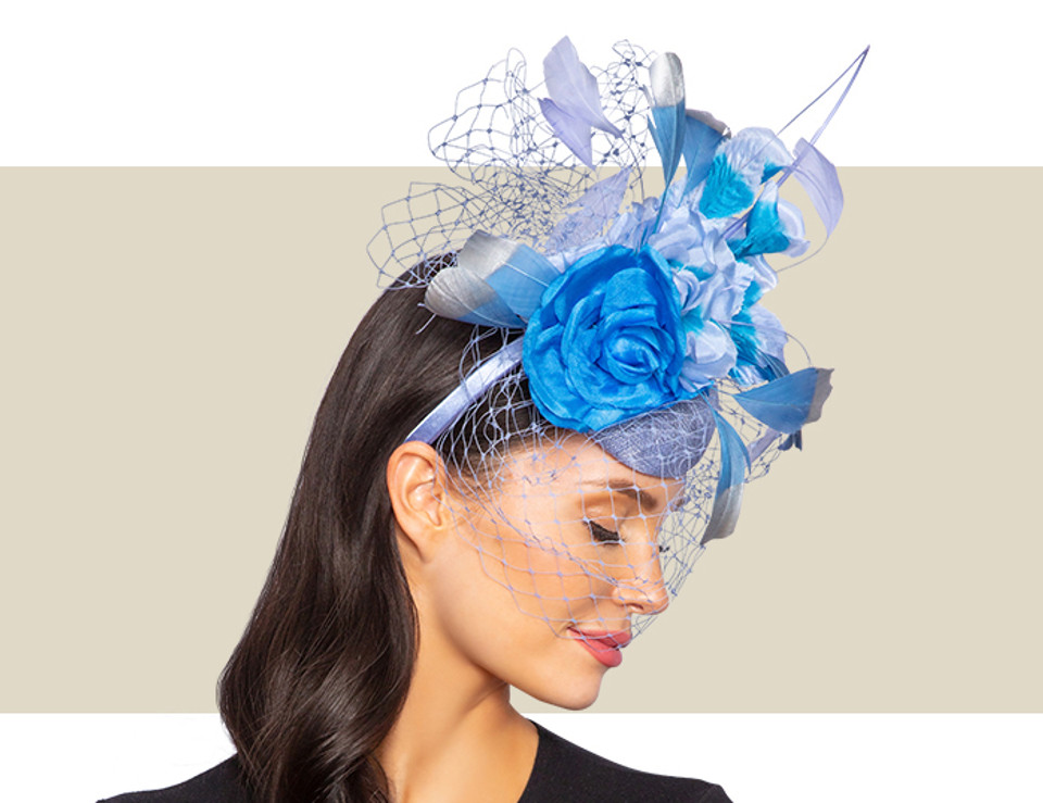 TULLY COCKTAIL HAT WITH NETTING - Baby Blues
