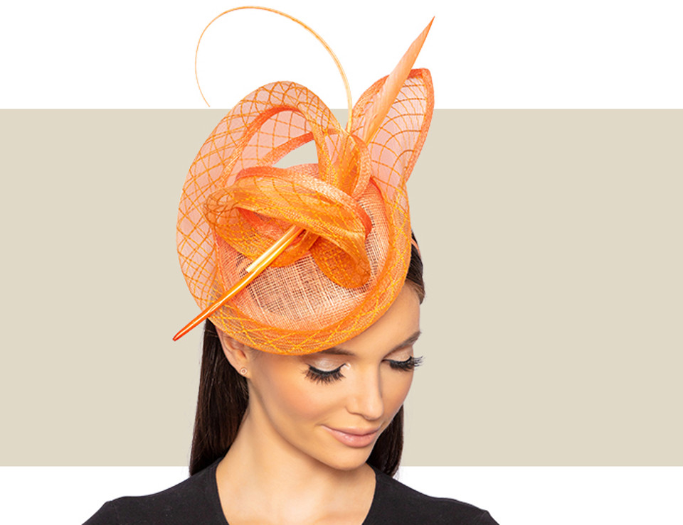 RAVEN FASCINATOR HAT - Orange