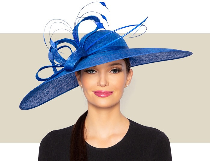 シュエット　ベルセゾンクラシックハット　アリスブルー Cobalt Blue Wide Brim Derby Hat | Peter Bettley