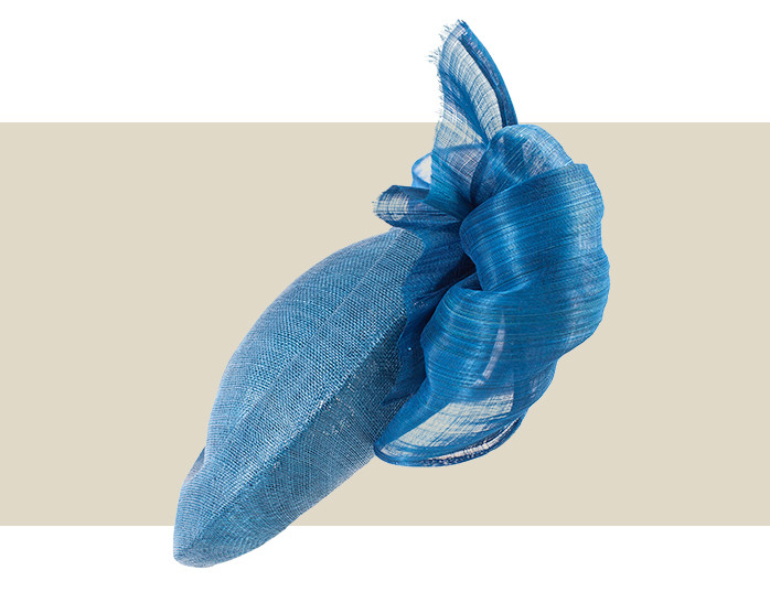 Azure Blue Sorrento Pinok Hat with Abaca Silk Bow Trim