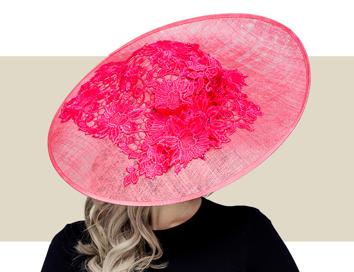 Raspberry Lace & Austrian Crystal Headpiece | Gold Coast Couture