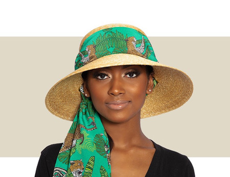 Women\'s Black Leopard Band Straw Safari Hat *NWOT* Leopard Print Women main image 4
