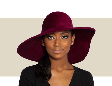 STRUCTURED VELOUR WAVE HAT - Burgundy - Gold Coast Couture display picture 2