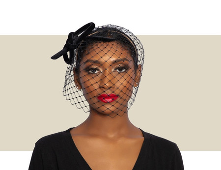 ? Dreamy Bow Black Veil Headband Amazon.com: Black Veil Mesh Bow Veils Funeral Hat Headband  main image 2