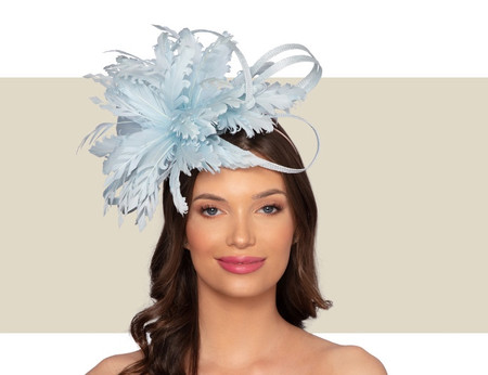 Beloved Millinery Elegant FabuRoyal Blue Feather Flower Fascinator Hat for Women Amazon.com: WLLHYF Blue Ladies Feather Flower Hair Clip  main image 2
