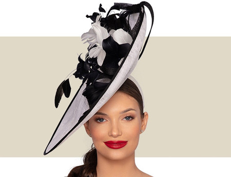 VITTORIA FASCINATOR HAT - Ivory and Black - Gold Coast Couture