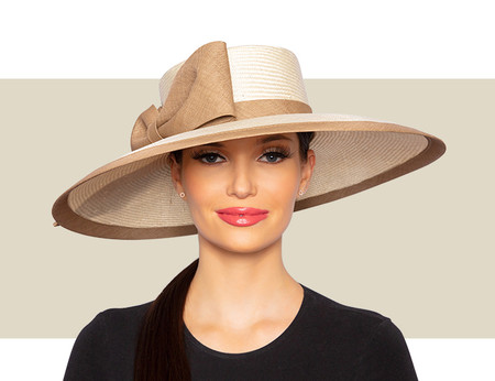NWOT August Hat Company Wide Brim Straw Hat Beige Gold Church Derby Wedding 2 august hat company - Gem main image 4