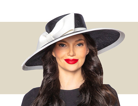 Chic Black and White Women\'s Hat Exclusive Design Ladies Large Brim Black/white Kentucky  main image 2