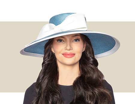 Light Blue & White Hat for Derby, Easter & Weddings | Whiteley display picture 1