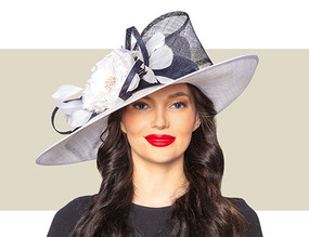 ANNALIESE HAT - White and Navy Blue