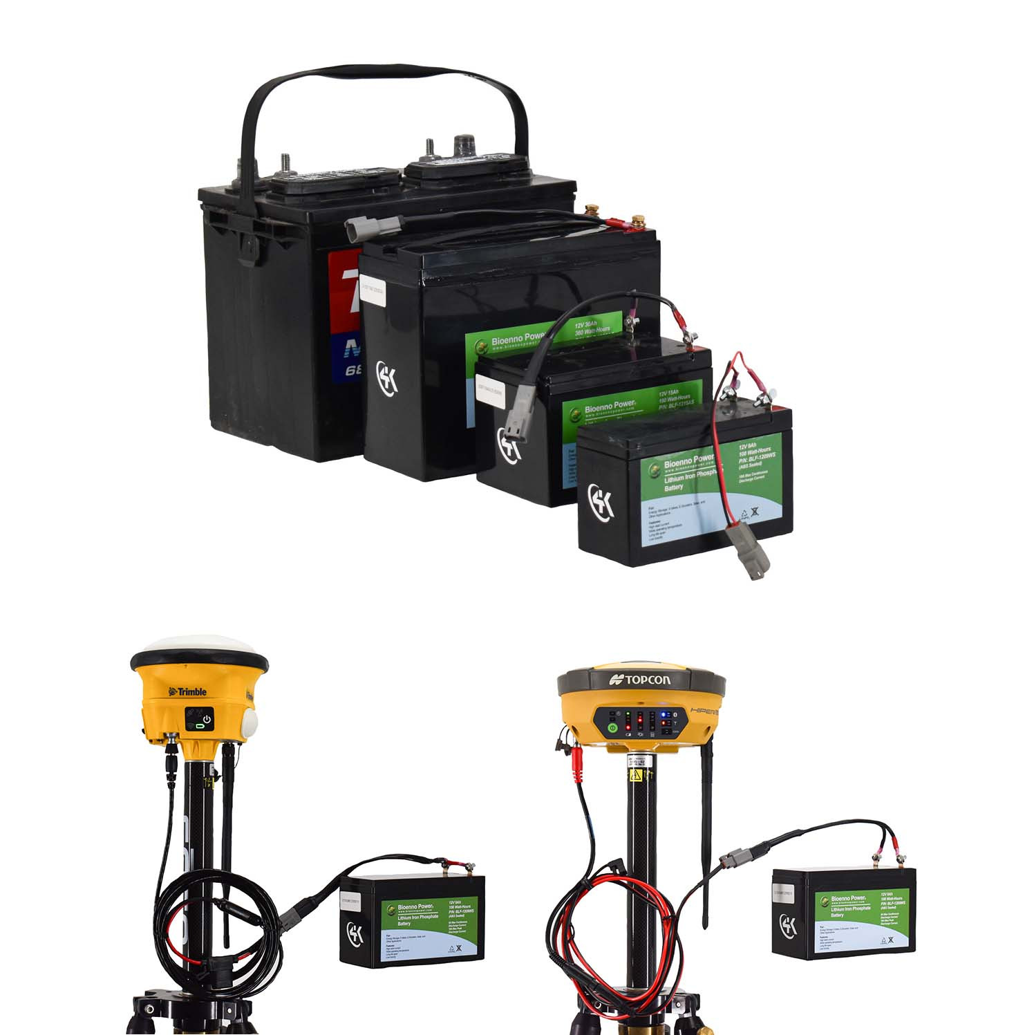 External Trimble/Topcon Base Station 12V Brick Battery Kit Car