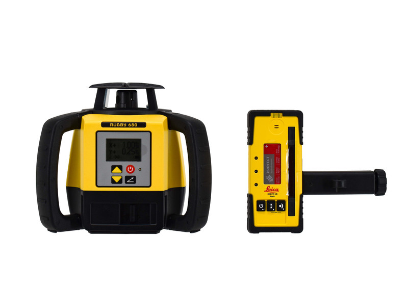 NEW Leica Rugby 680 Rotary Laser Level w/ Rod Eye 120