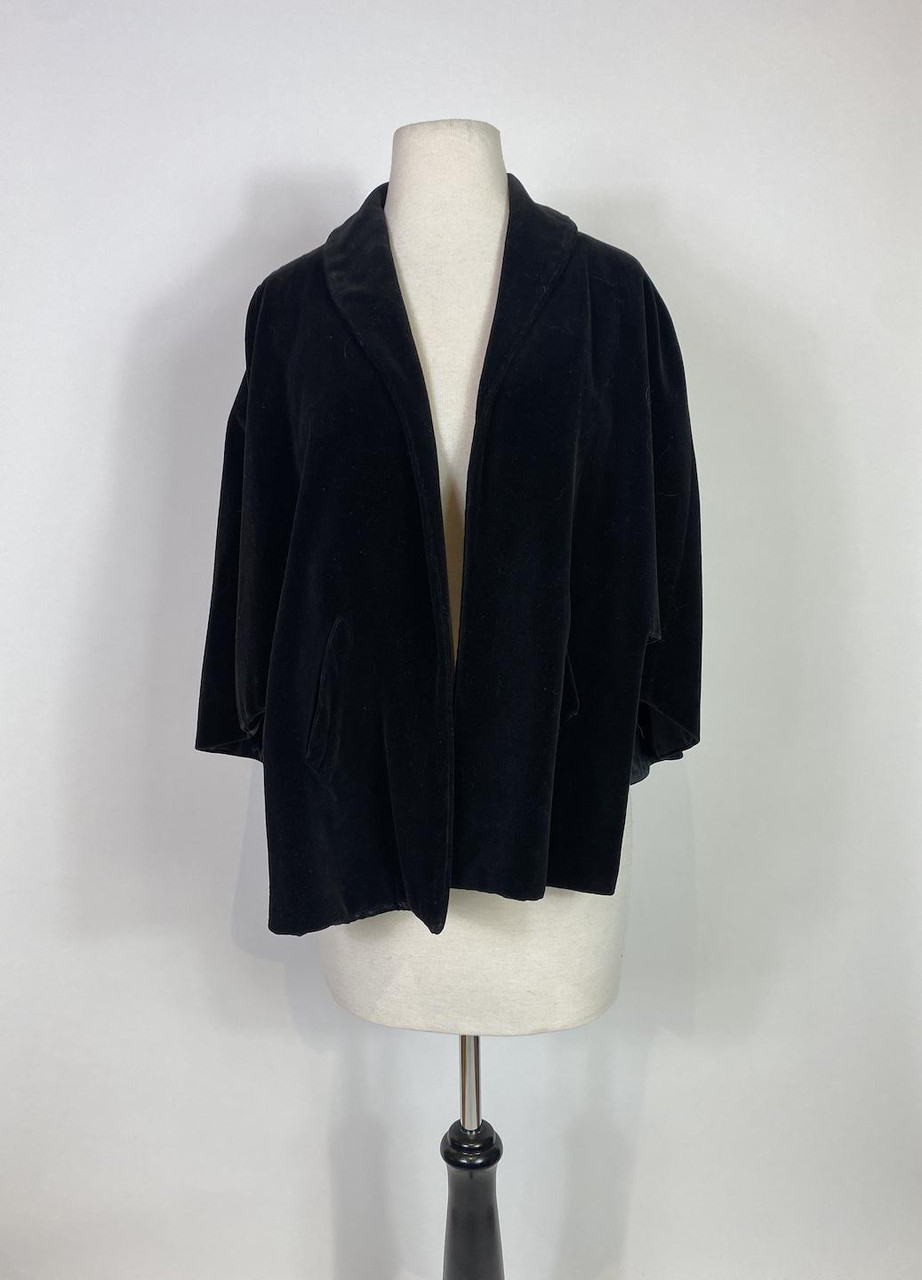 1950s black shop velvet coat