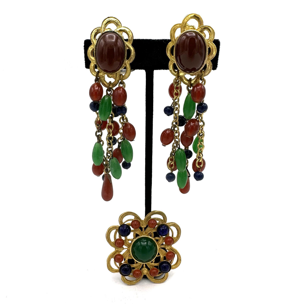 SOLD Chanel Gripoix Pearl & Rhinestone Pink & Green Earrings 1980s – Palm  Beach Vintage