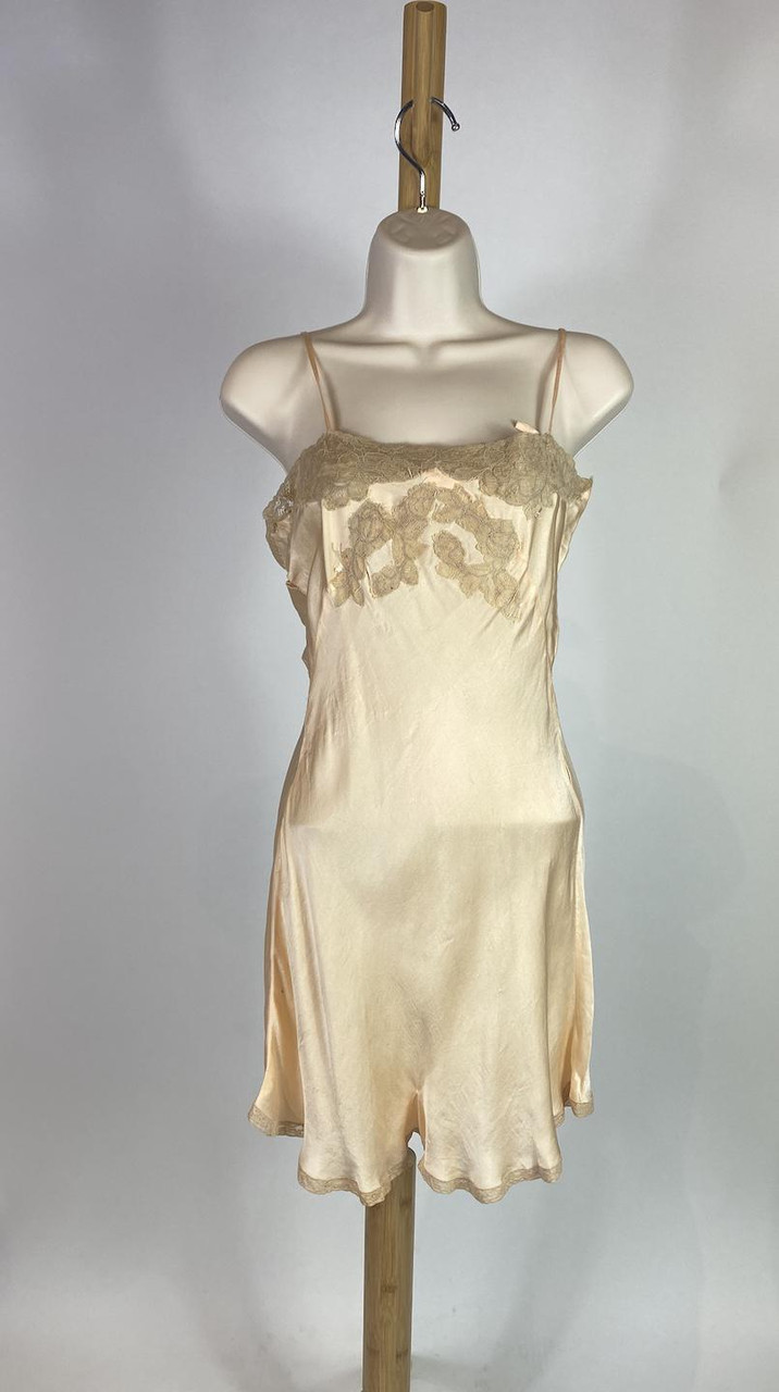 1930s Step In Silk Teddy Tap Short Lingerie with Lace