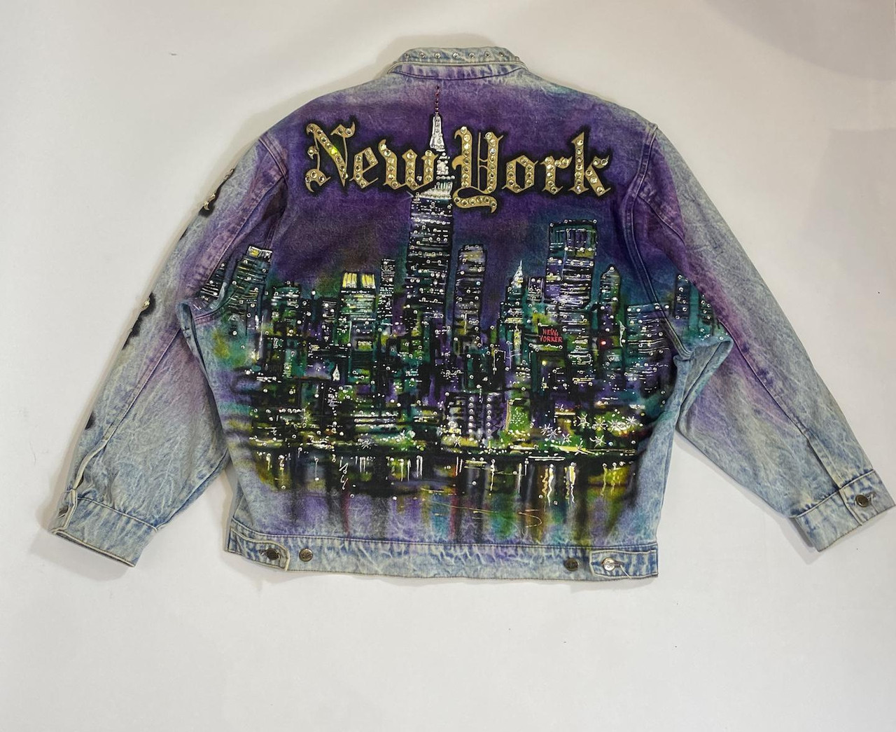 1980s Tony Alamo New York Airbrushed Rhinestone Denim Jacket