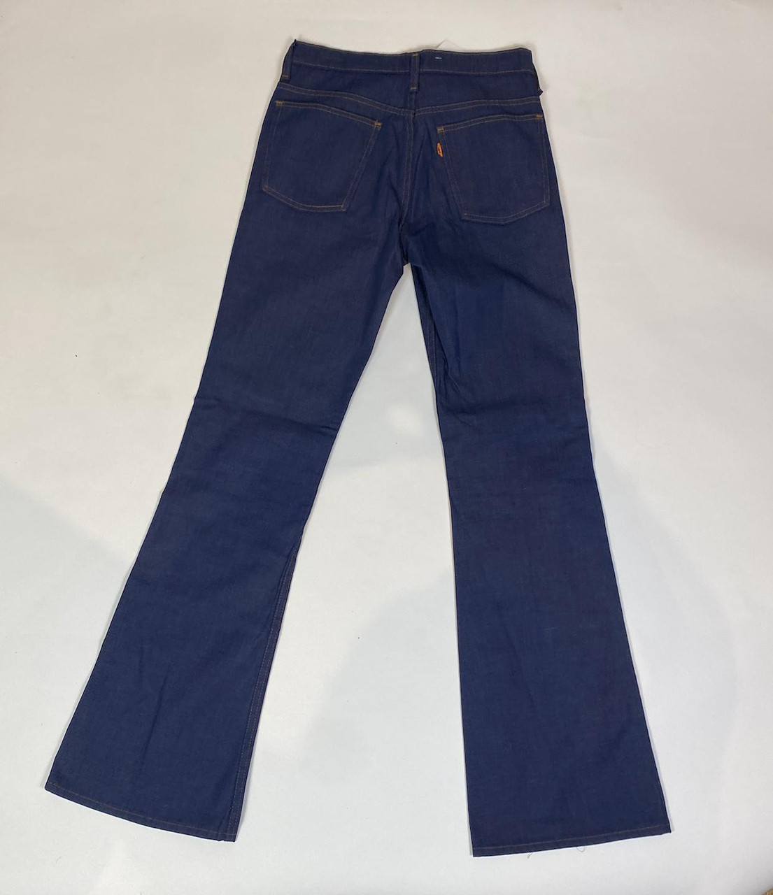 1970s BIG E Levi's Dark Wash Chambray Bell Bottom Jeans - Paper