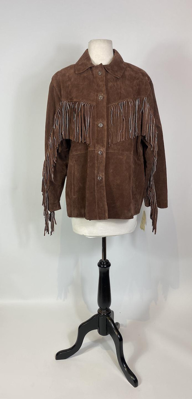 1970s - 1980s Brown Suede Fringe Jacket Deadstock NWT - Paper Doll