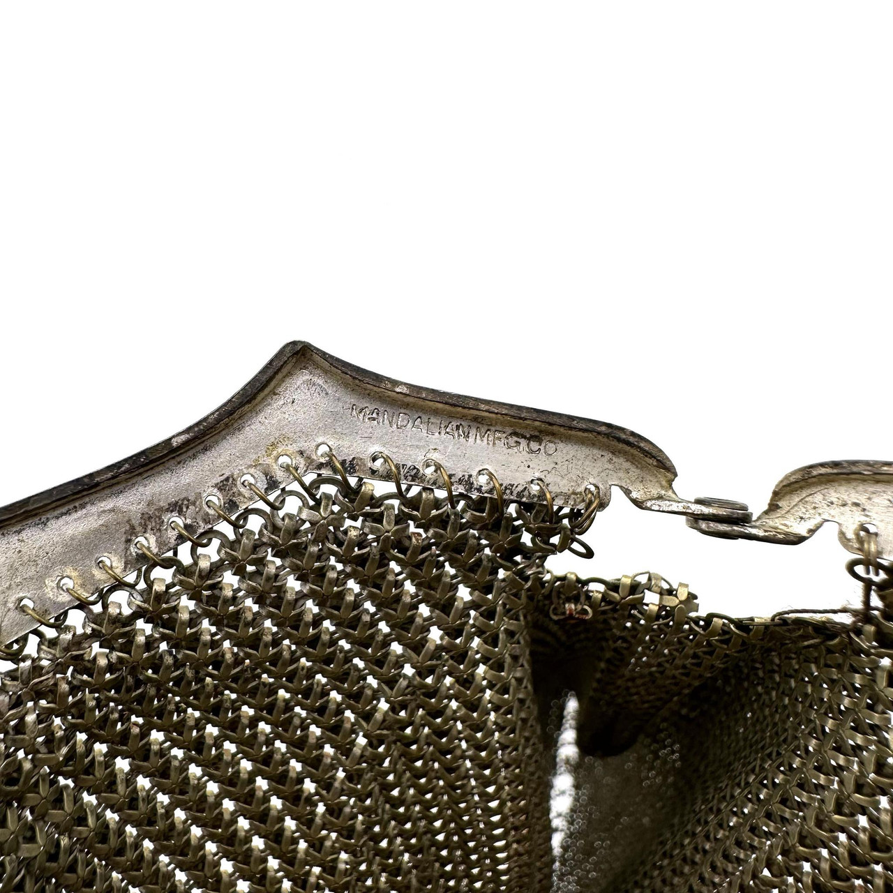1920s Mandalian MFG Co Deco Floral Metal Mesh Chain Handle Purse 
