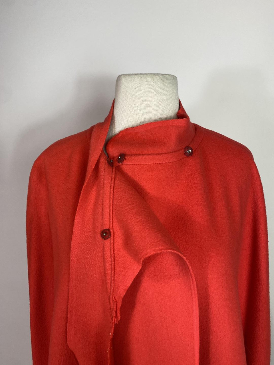 1960s - 1970s Bright Red Mod Wool Cape Coat - Paper Doll Vintage