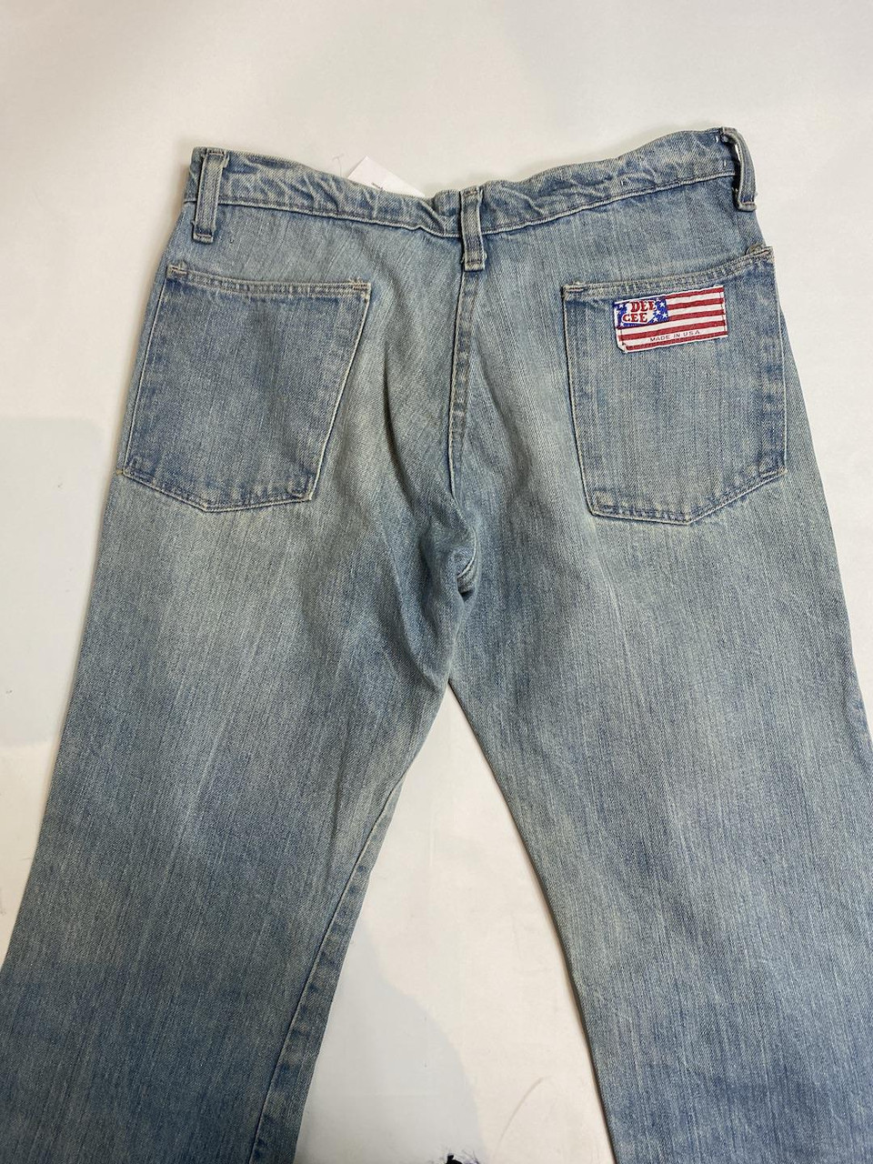 70s Rust Hip Hugger Bell Bottom Jeans, Rooster Patch on Back – The