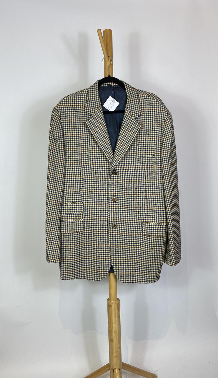 1990s HERMES Mens Houndstooth Wool Blazer / Sports Jacket - Paper