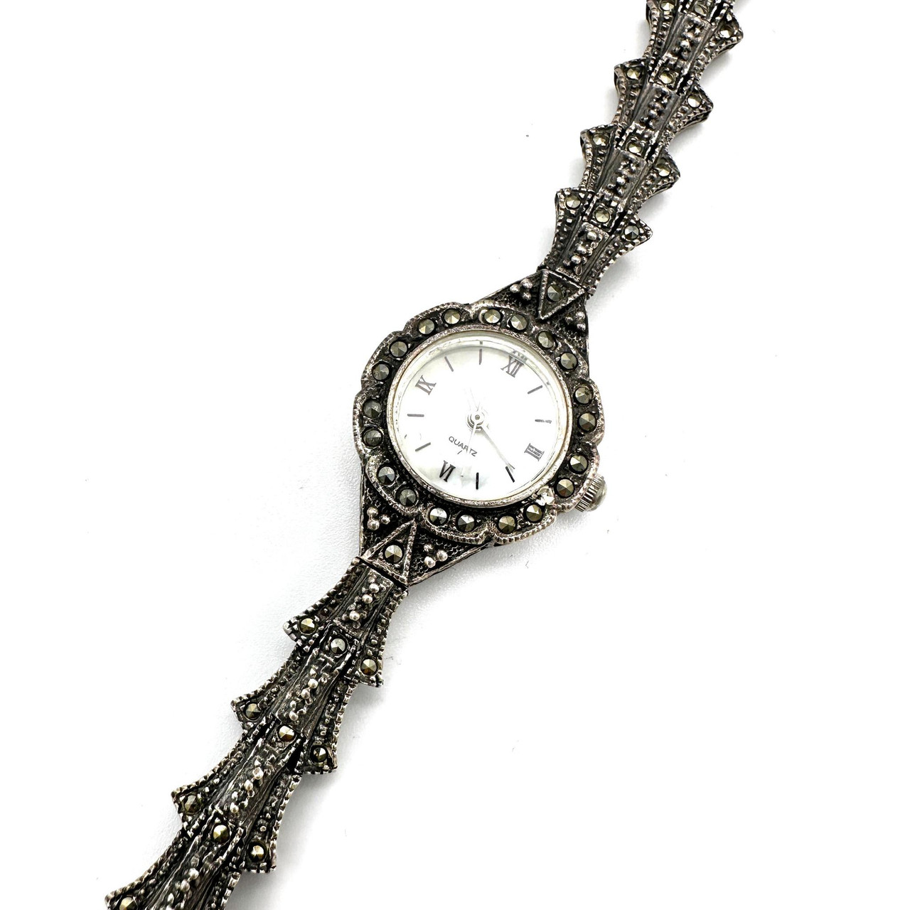 1990s Sterling Silver And Marcasite Japan Movement Watch - Paper