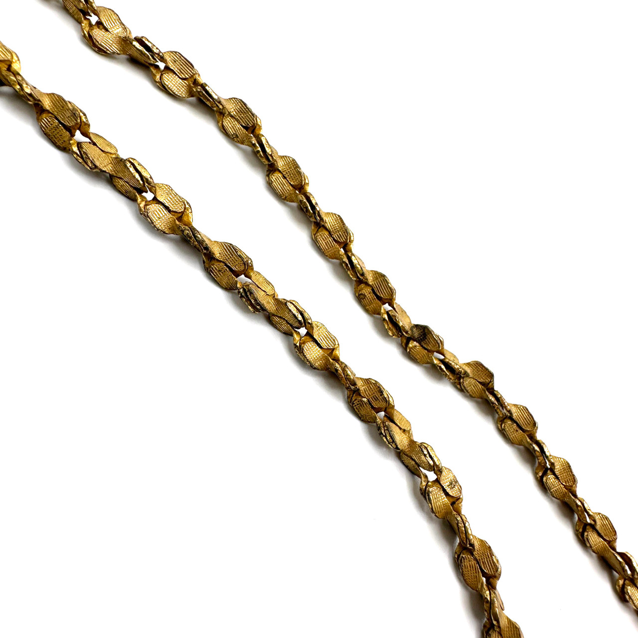 1950s Miriam Haskell Golden Metal Twist Chain Long Necklace