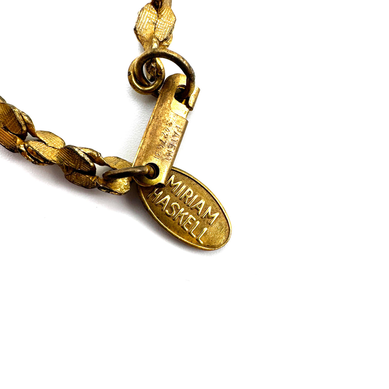 1950s Miriam Haskell Golden Metal Twist Chain Long Necklace
